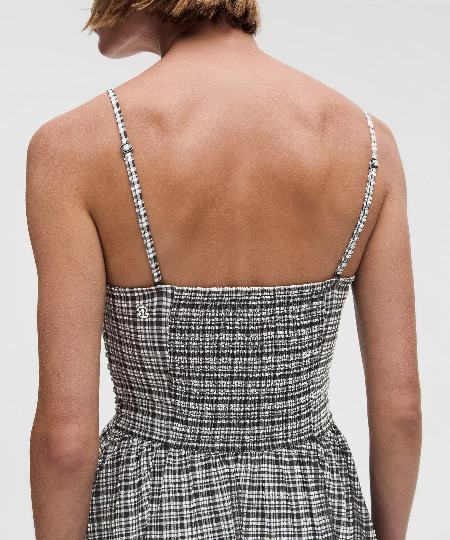 Seersucker Check Ruched Midi Dress - 5