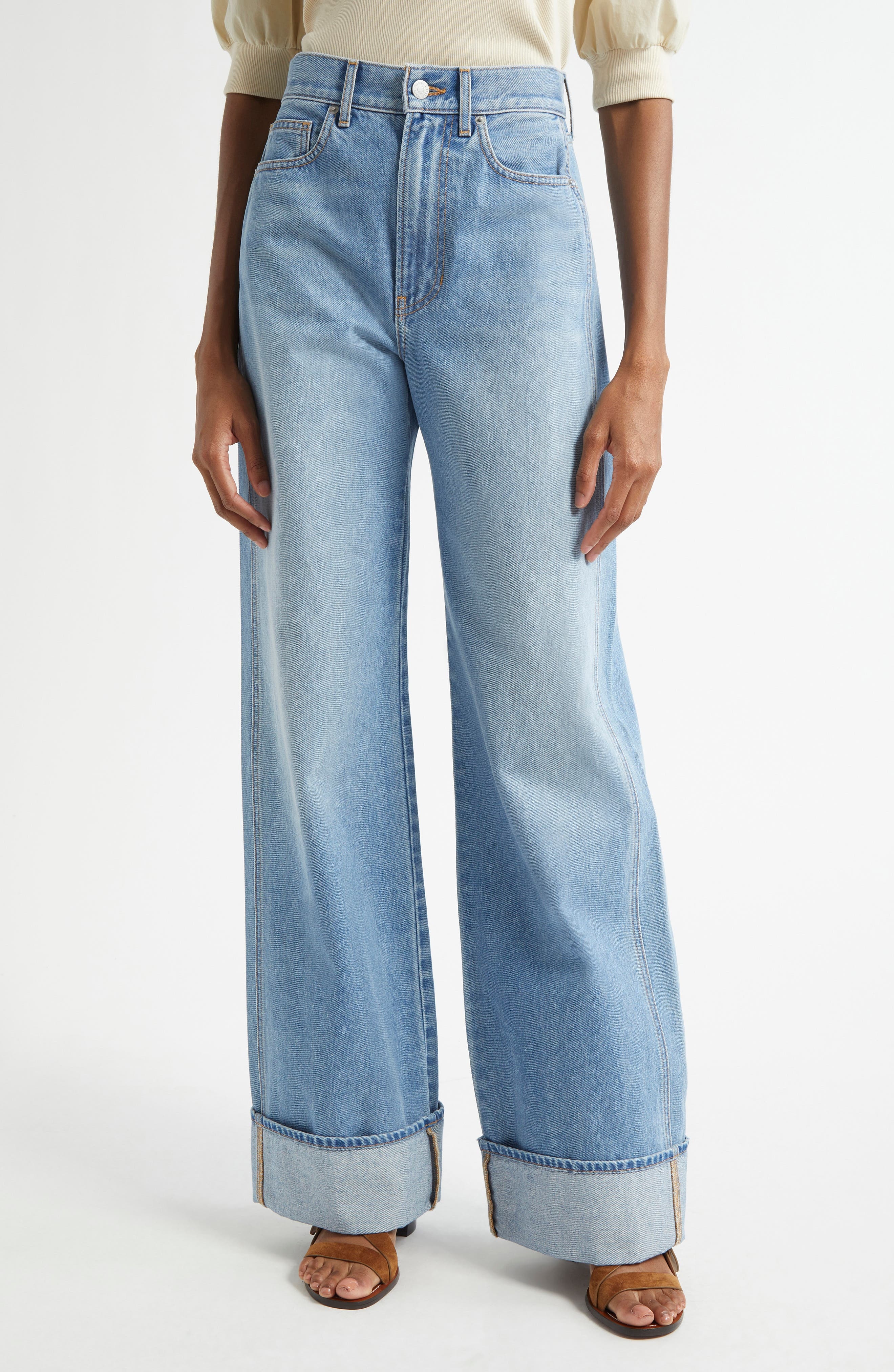 Veronica Beard Taylor High Waist Wide Leg Jeans in Bright Nova at Nordstrom - 1
