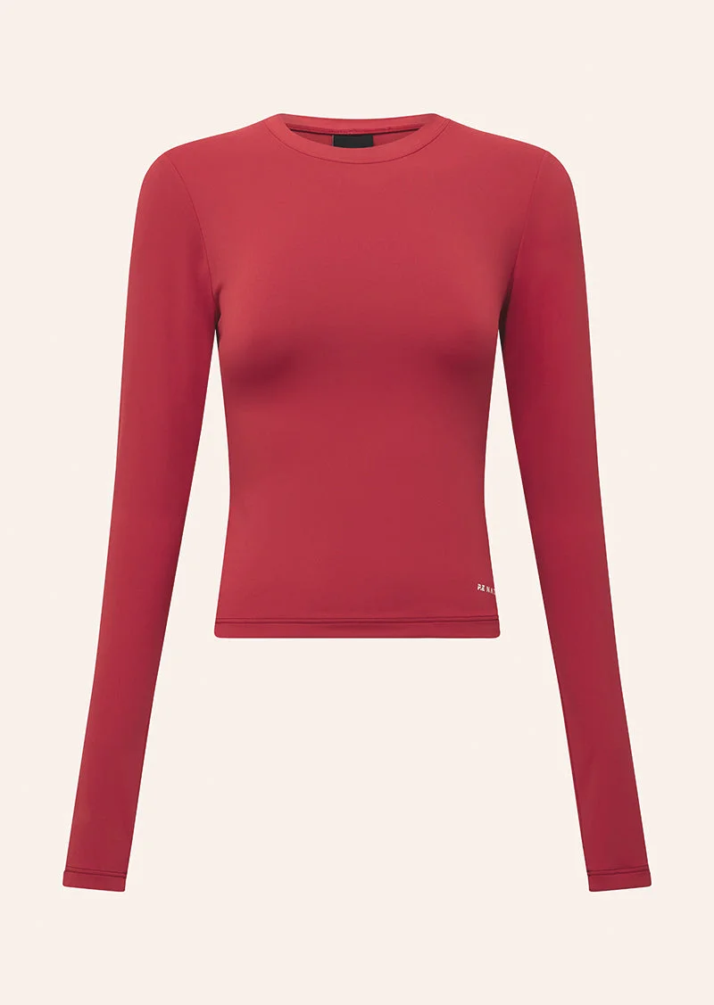 FOUNDATION LONG SLEEVE TOP IN CHERRY - 1