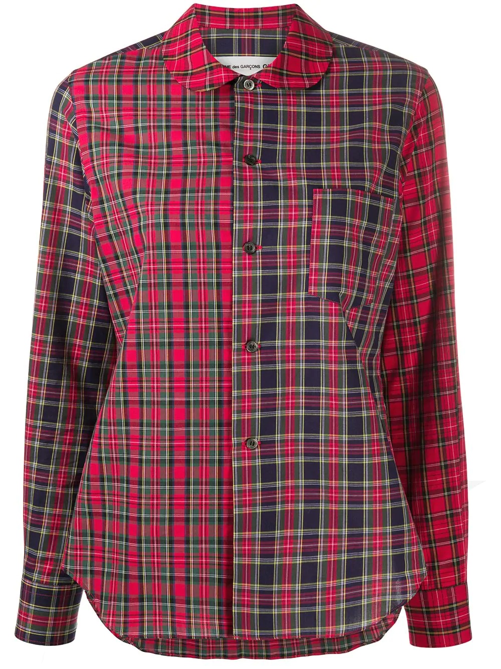 long-sleeved check pattern shirt - 1