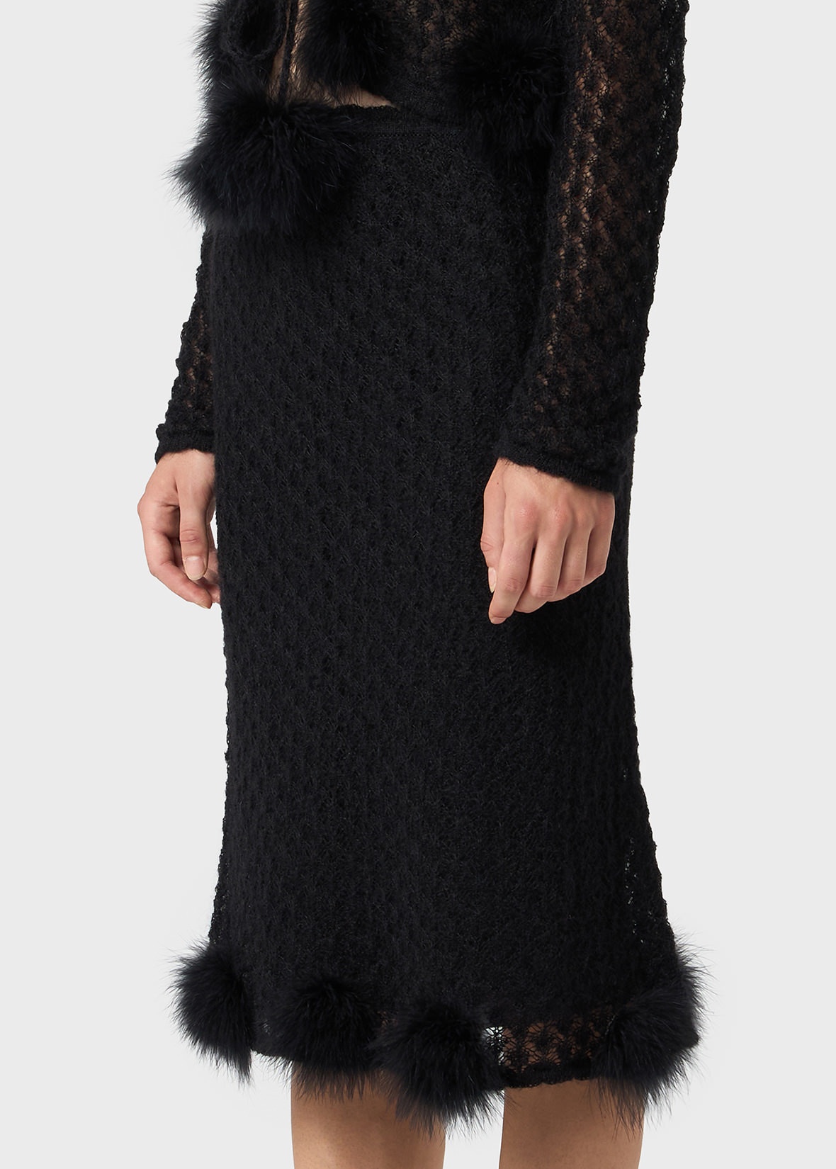 KNITTED SKIRT WITH MARABOU FEATHERS - 5