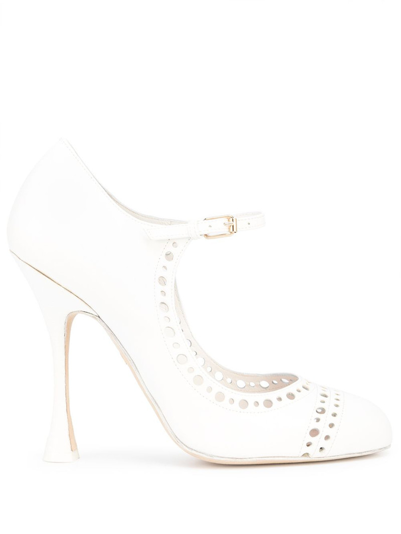perforated leather Mary-Jane pumps 1