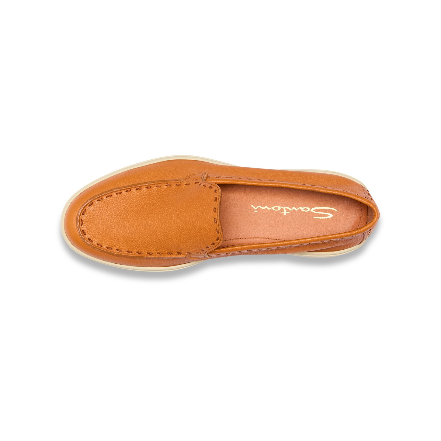 Women's orange tumbled leather loafer - 5