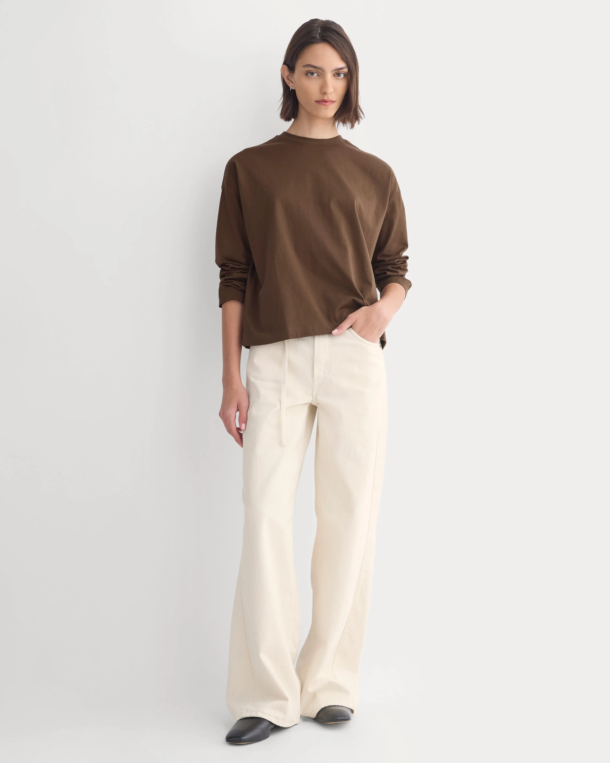 FOREVER JERSEY BOXY LONG-SLEEVE CREW - 1
