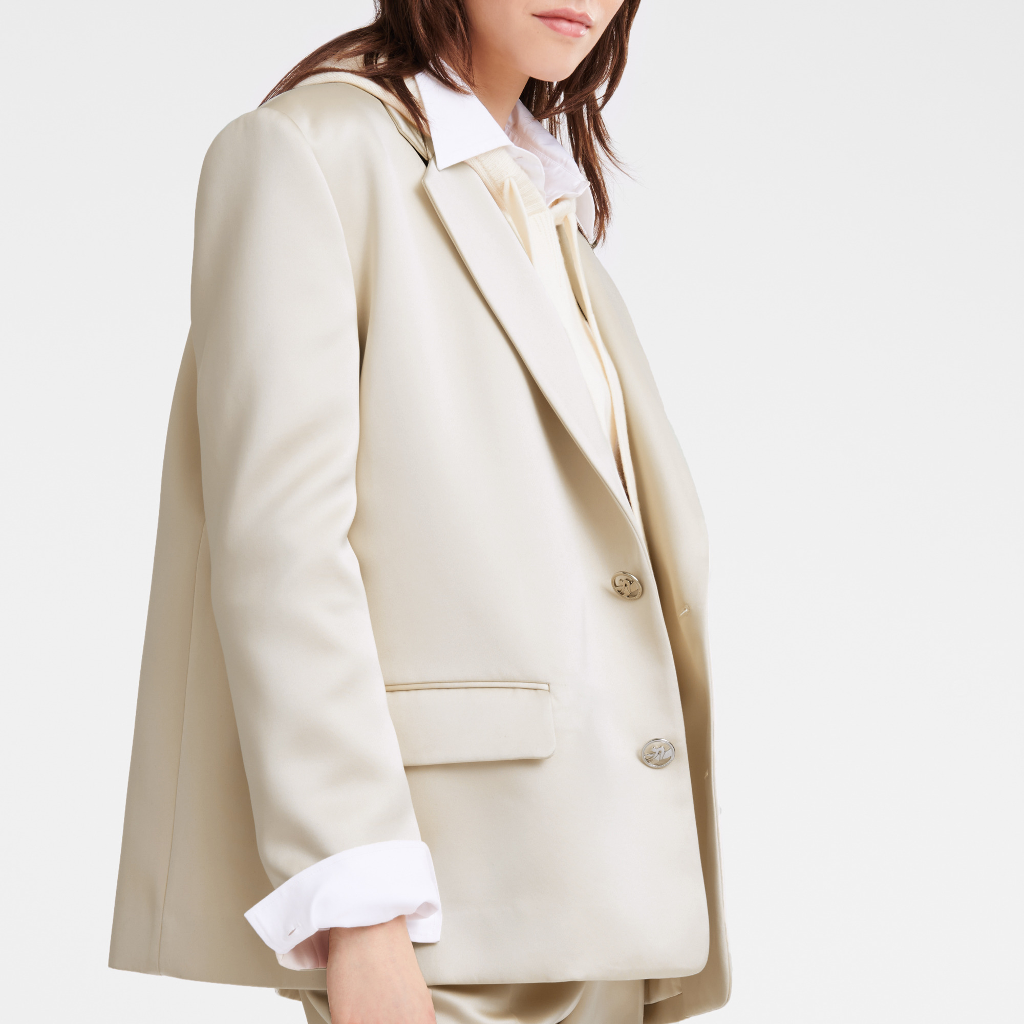 Oversize jacket Ecru - Satin - 5