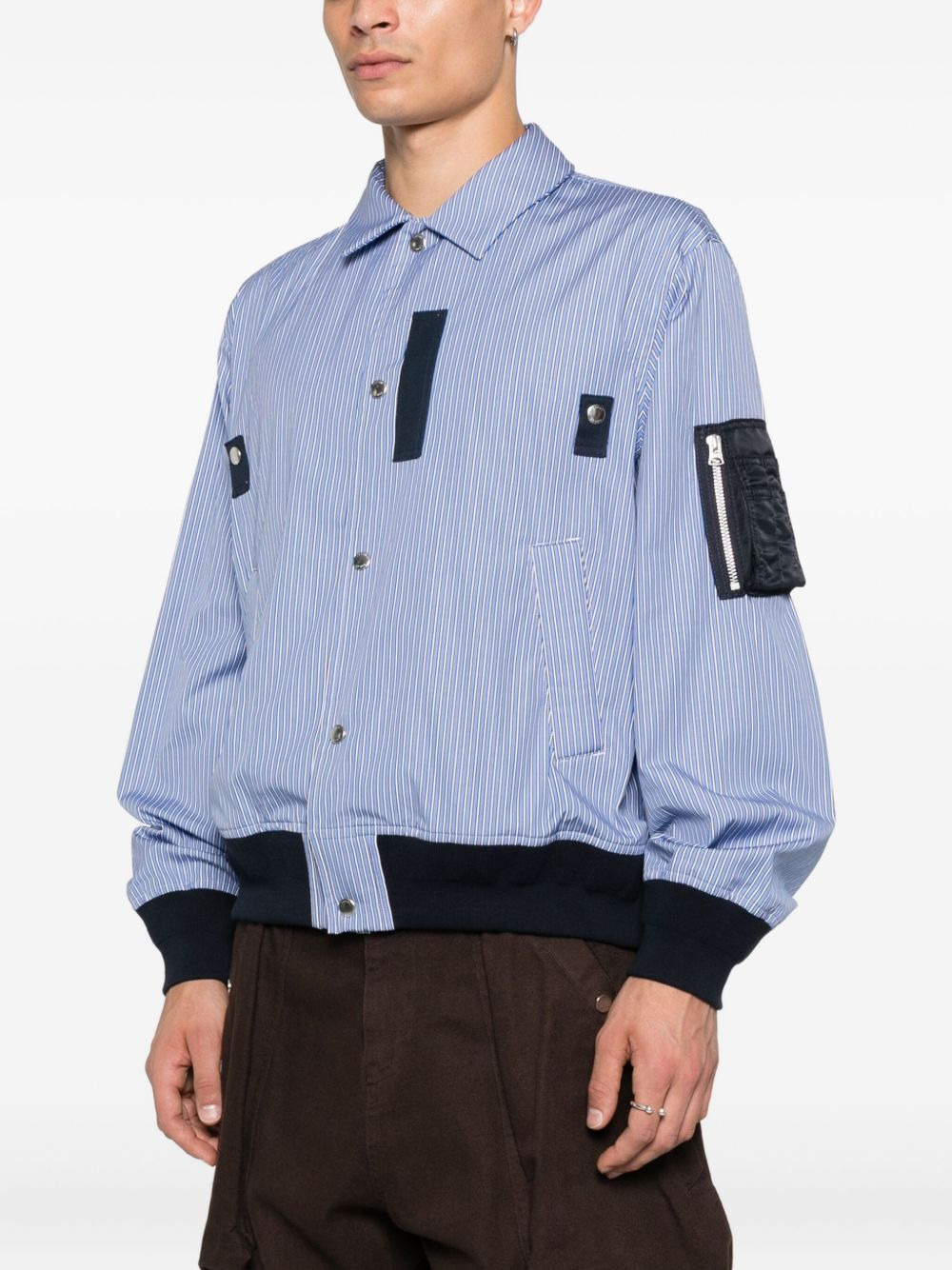 striped panelled bomber jacket - 3