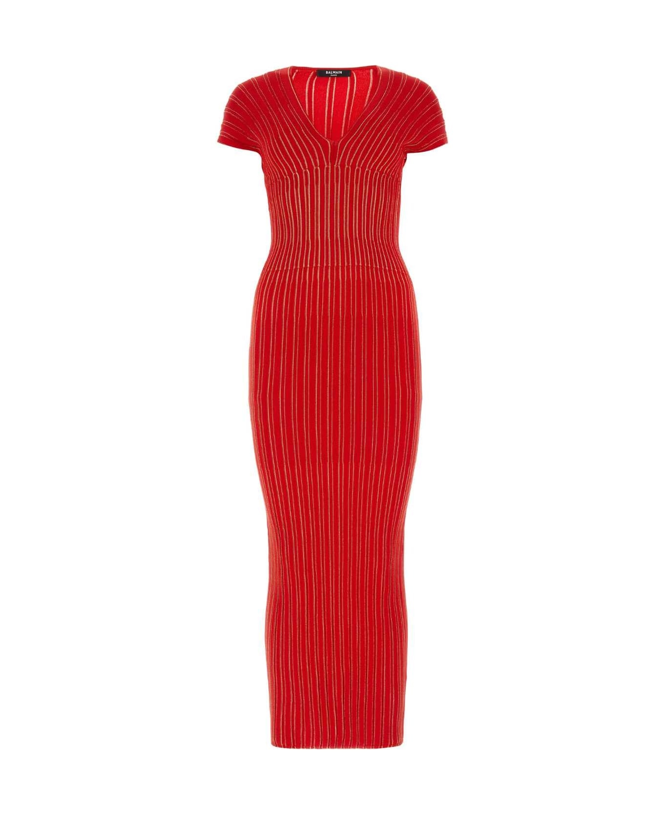Red Stretch Viscose Blend Dress - 1