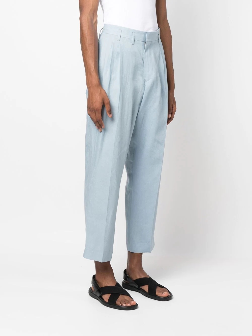 tapered-leg linen trousers - 3