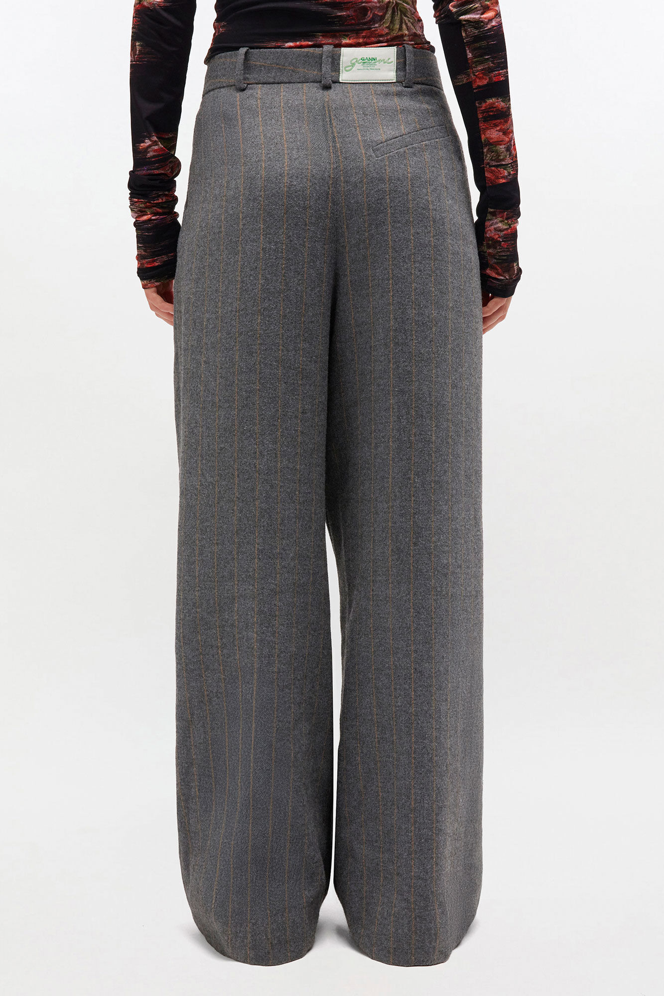 GREY STRIPE CROSS-OVER PANTS - 4