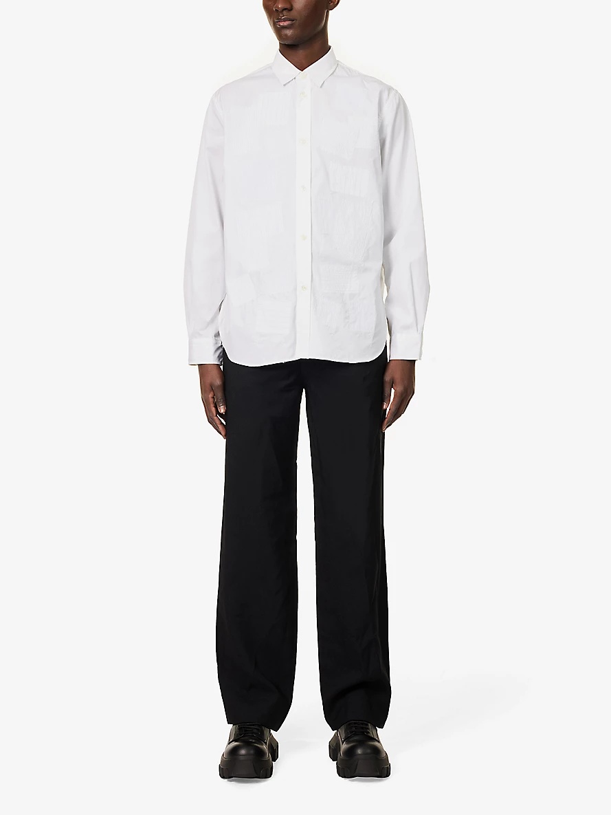 Patchwork-appliqué relaxed-fit cotton-poplin shirt - 2