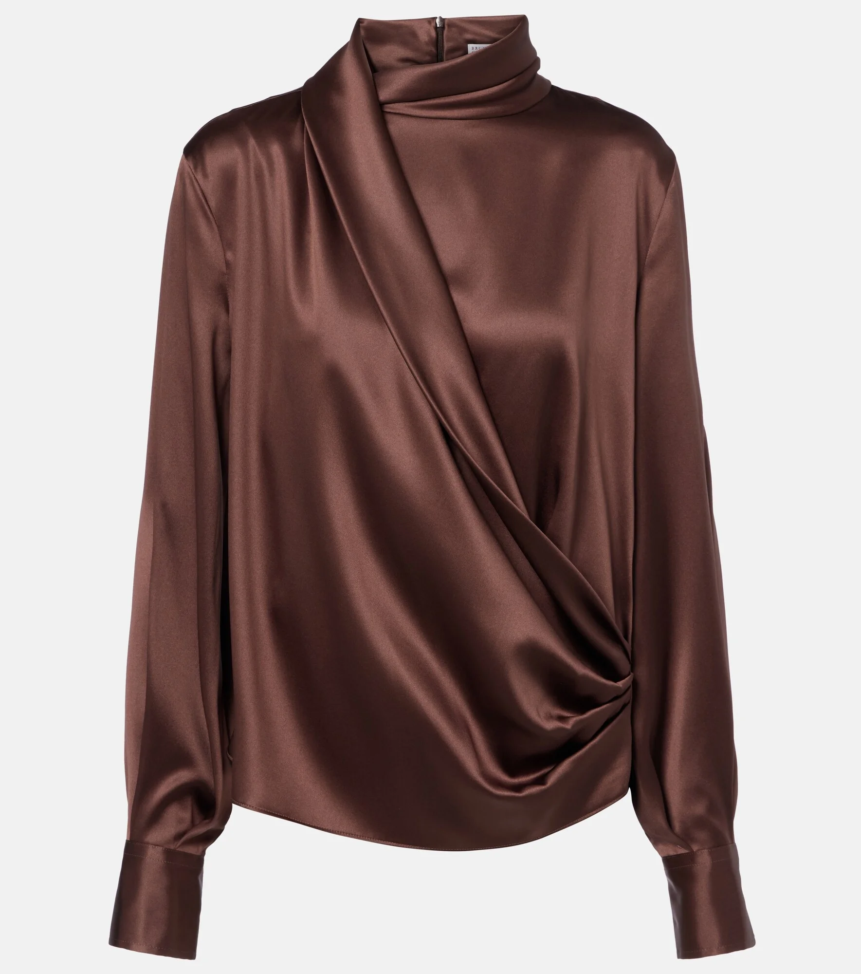 Draped silk-blend satin blouse - 1