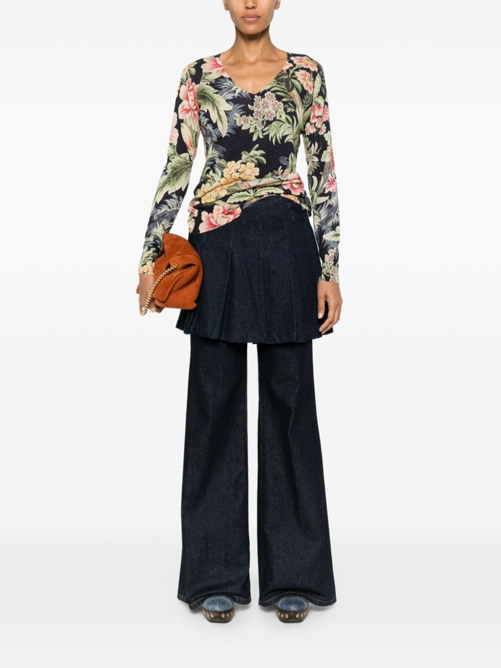 floral-print knitted jumper - 2