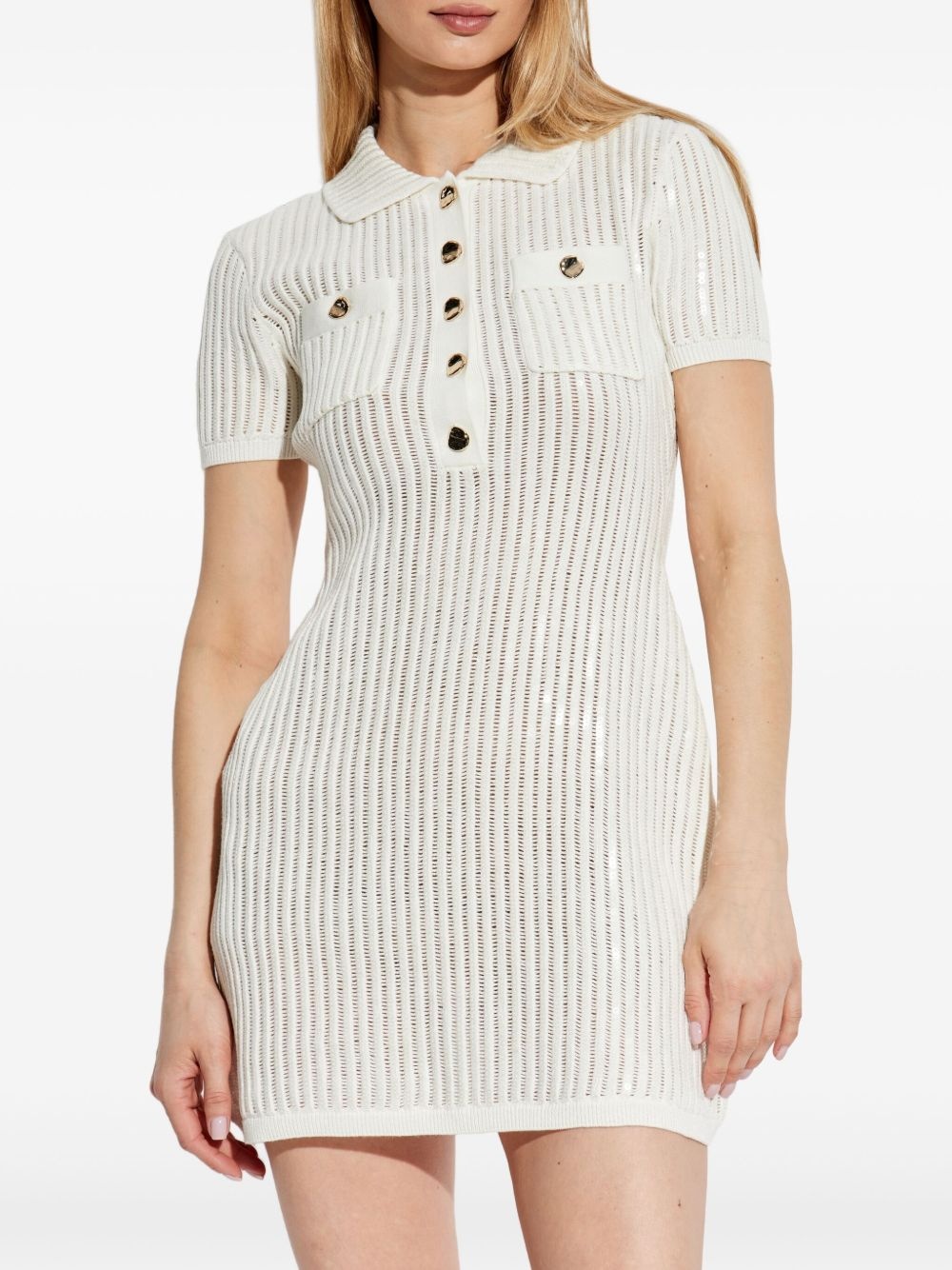 cotton-blend knitted dress - 3