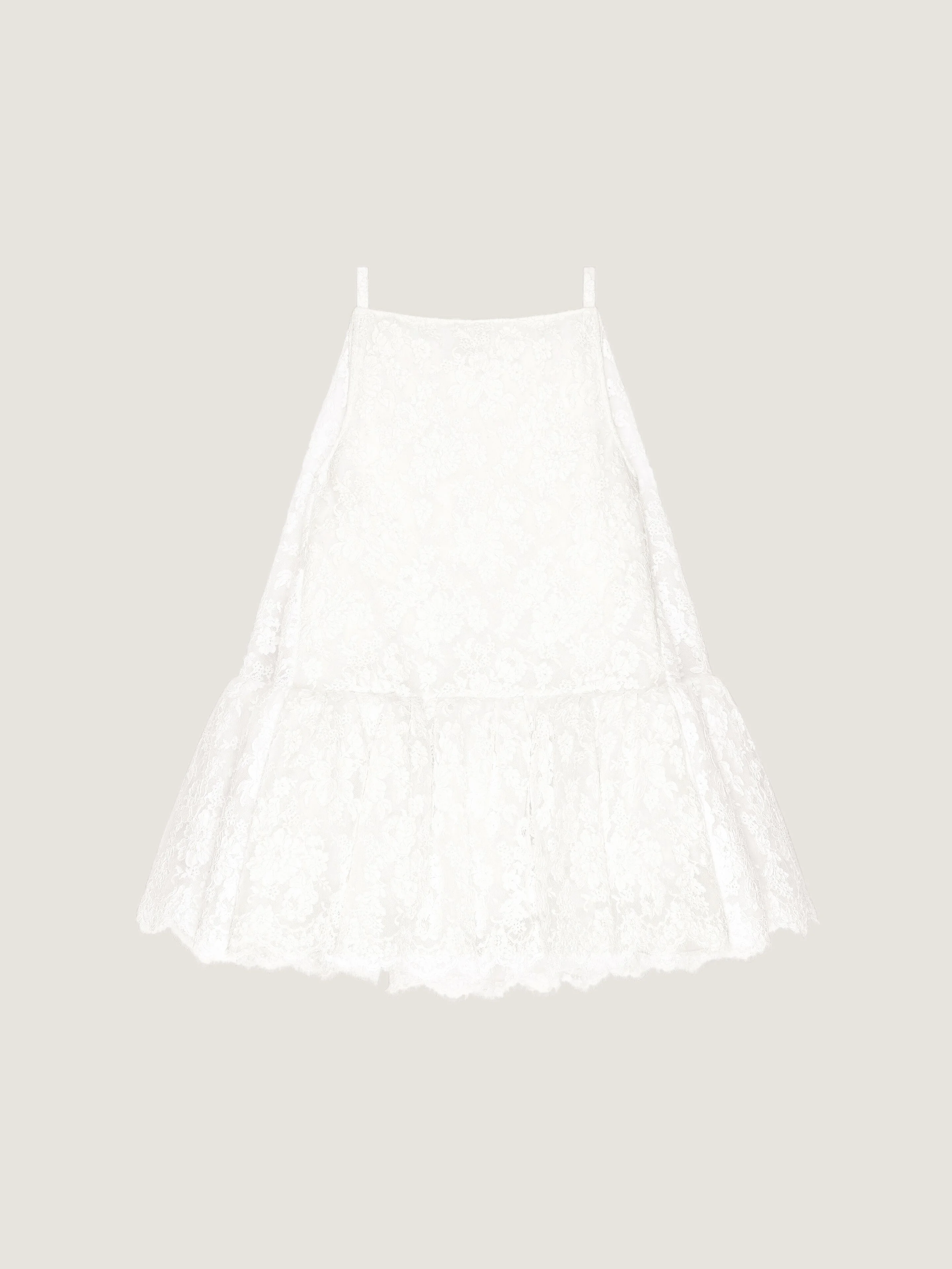 SLICED MINI RUFFLED DRESS IN LACE - 1