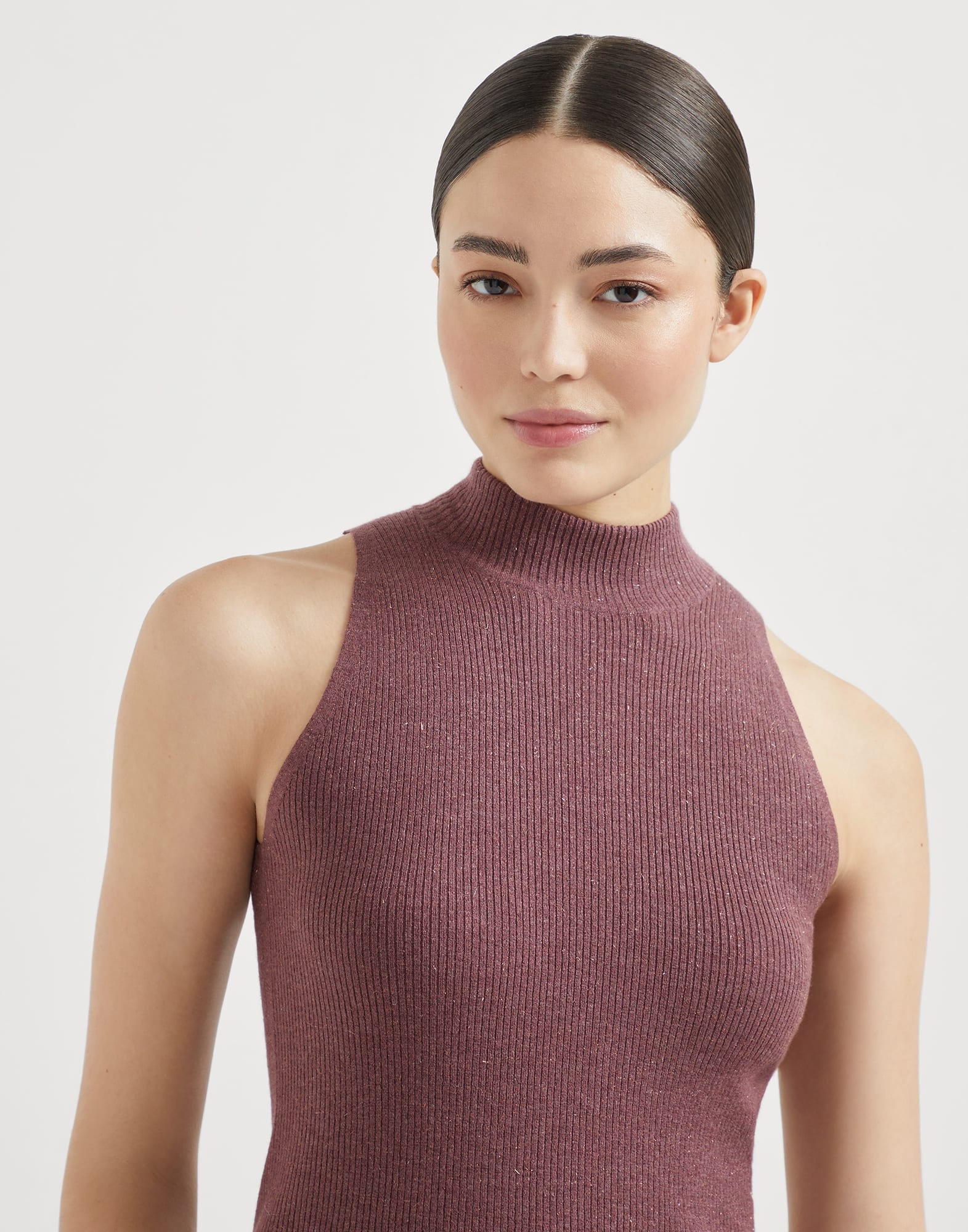 Sparkling cashmere lightweight rib knit top - 3