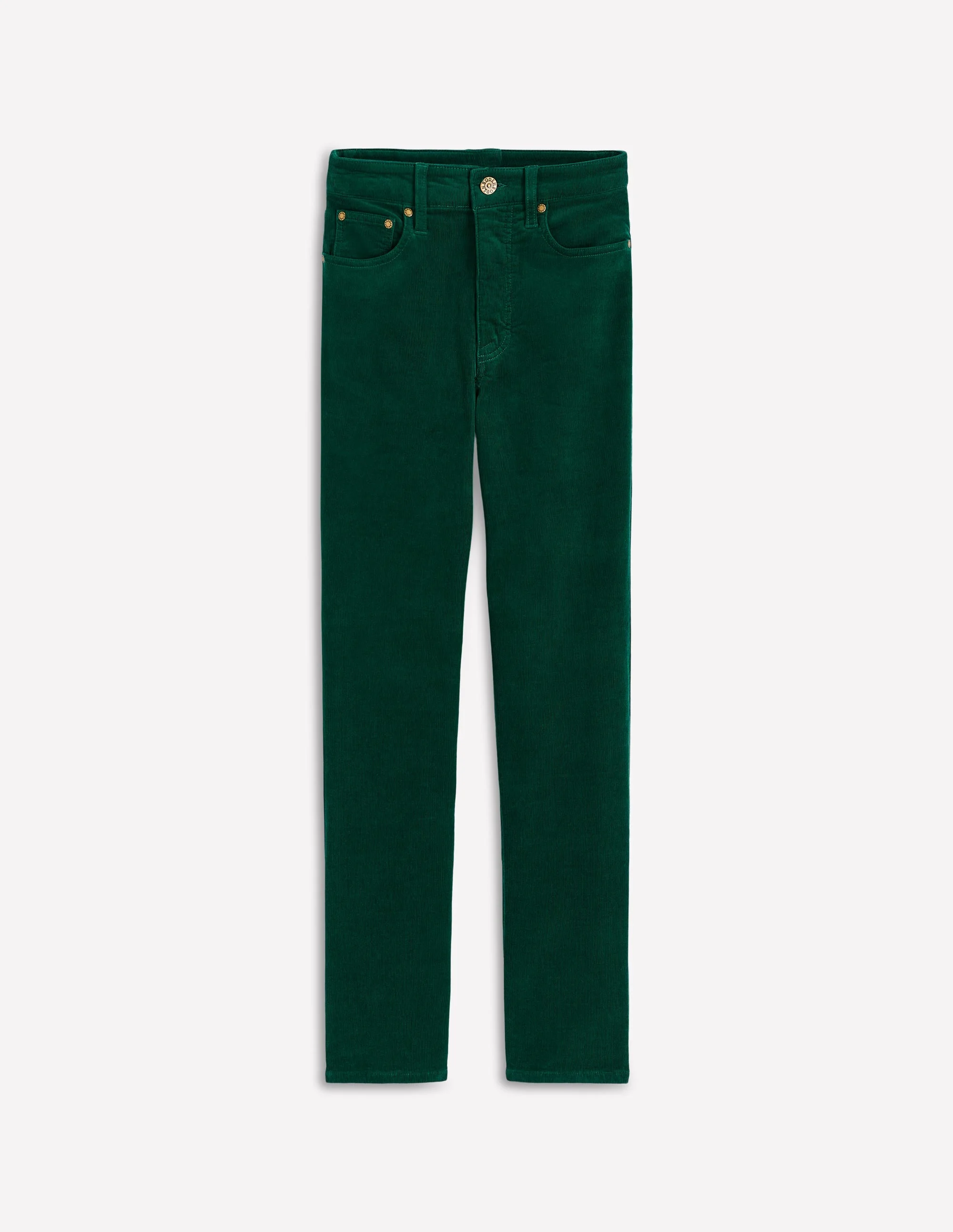 High Rise Cord Slim Jeans-Green - 1