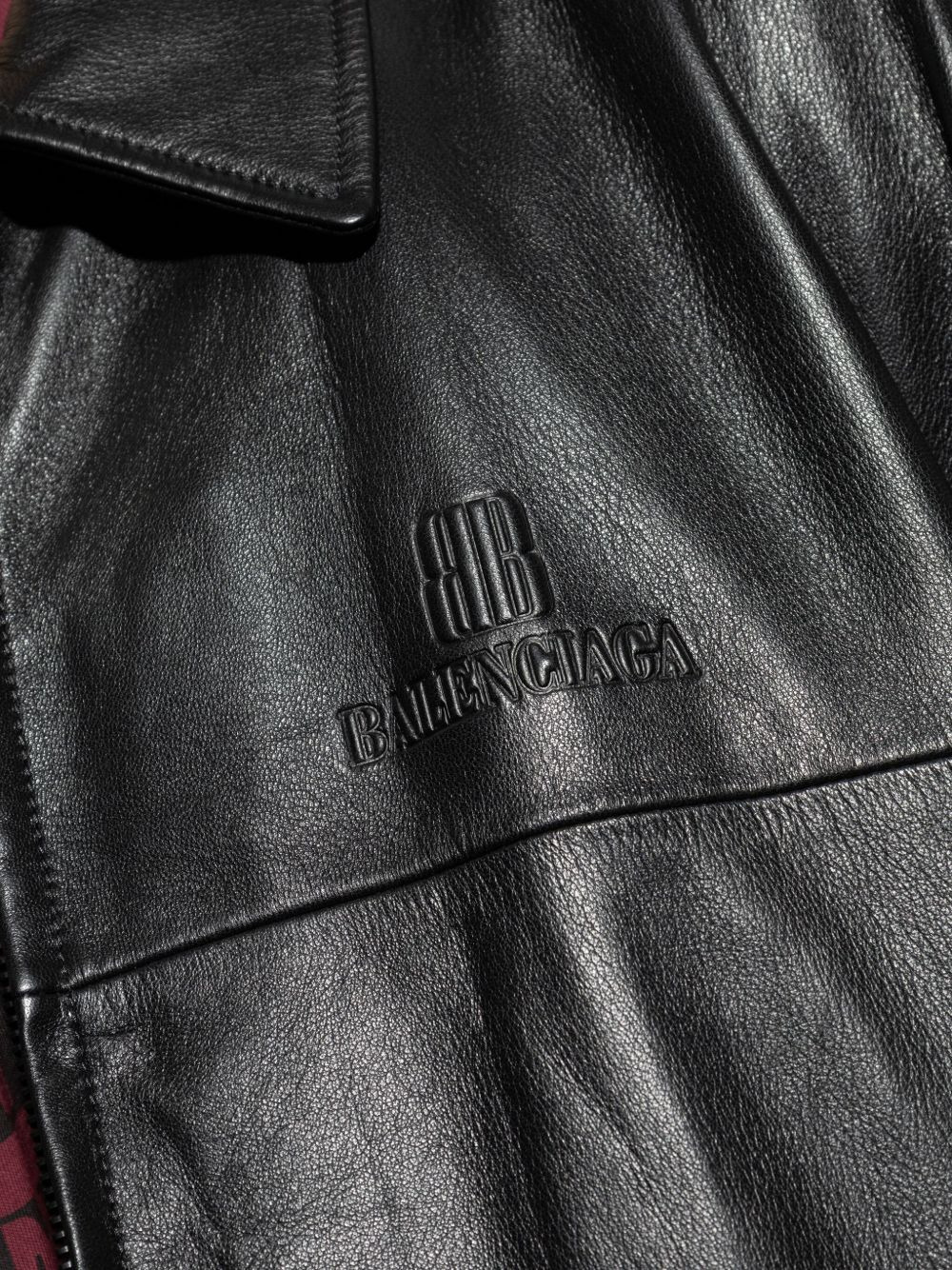 logo-embossed leather jacket - 5