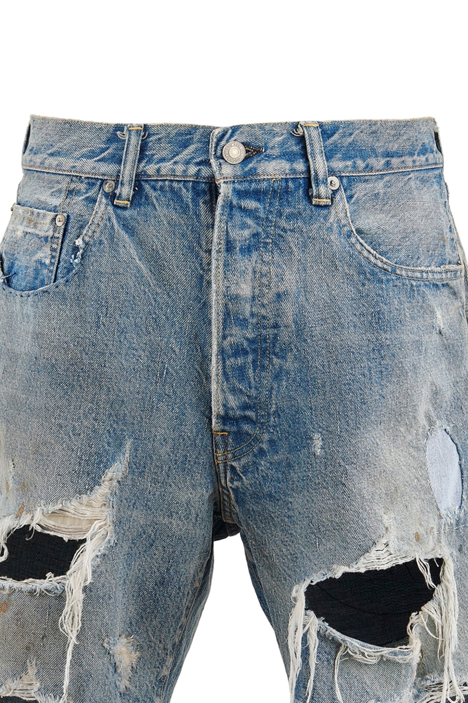 SAINT M×××××× DENIM SHORTS/DAMAGE / BLU | nubiantokyo | REVERSIBLE