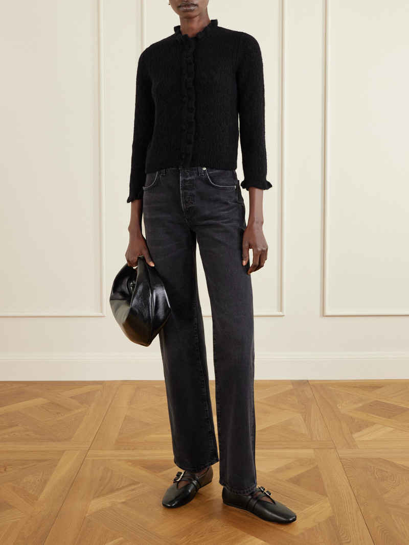 DÔEN Claudie Ruffled Pointelle-knit Alpaca And Wool-blend Cardigan outlook