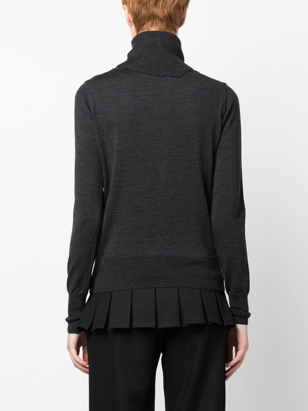 logo-embroidered roll neck jumper - 4