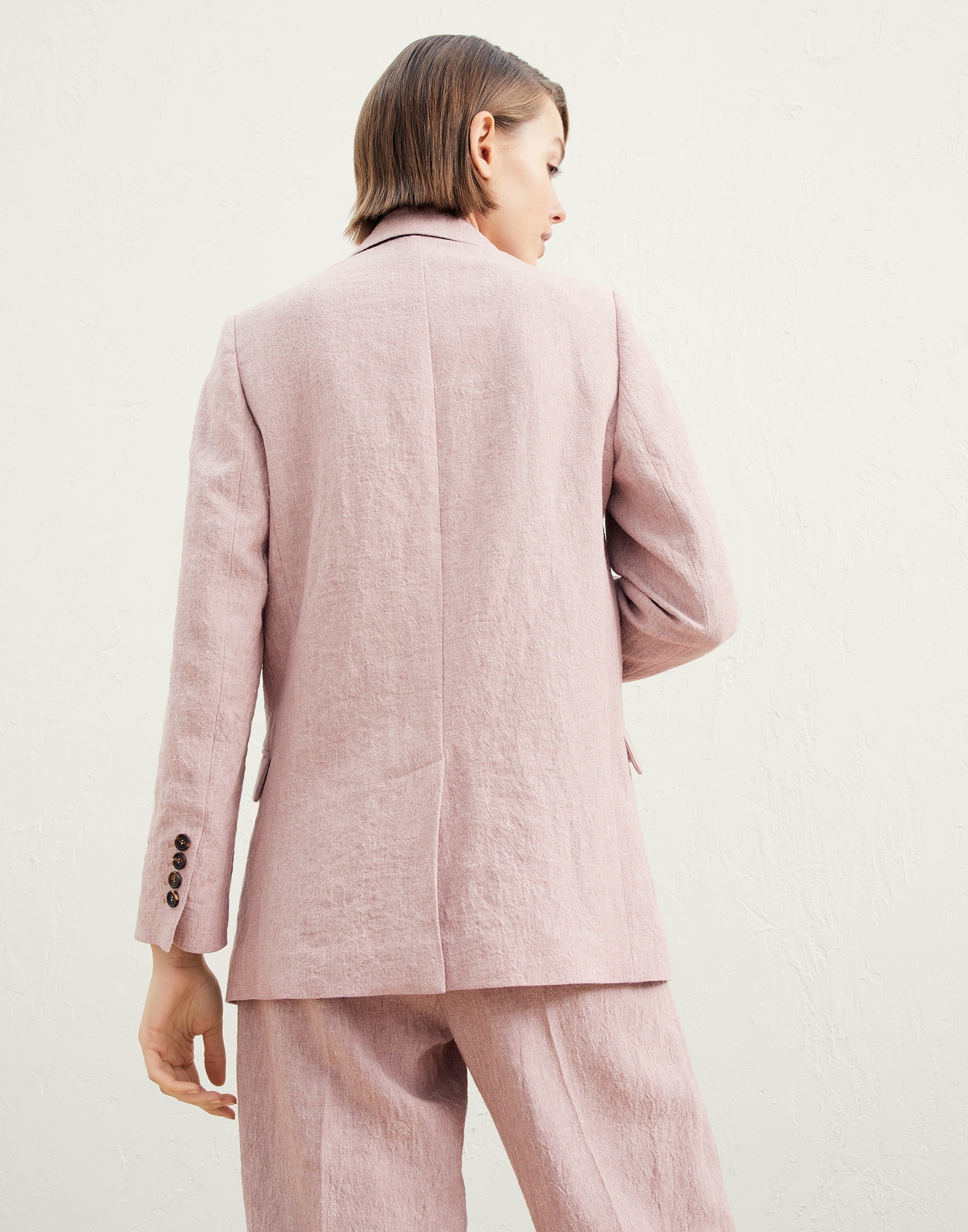 Wrinkled délavé linen blazer with monili - 2