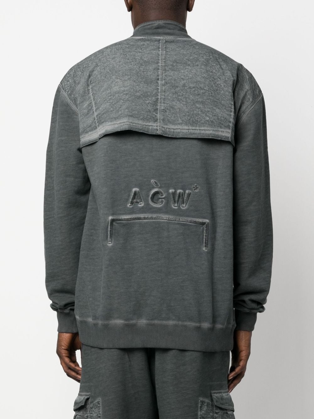 zip-up washed-cotton sweatshirt - 4