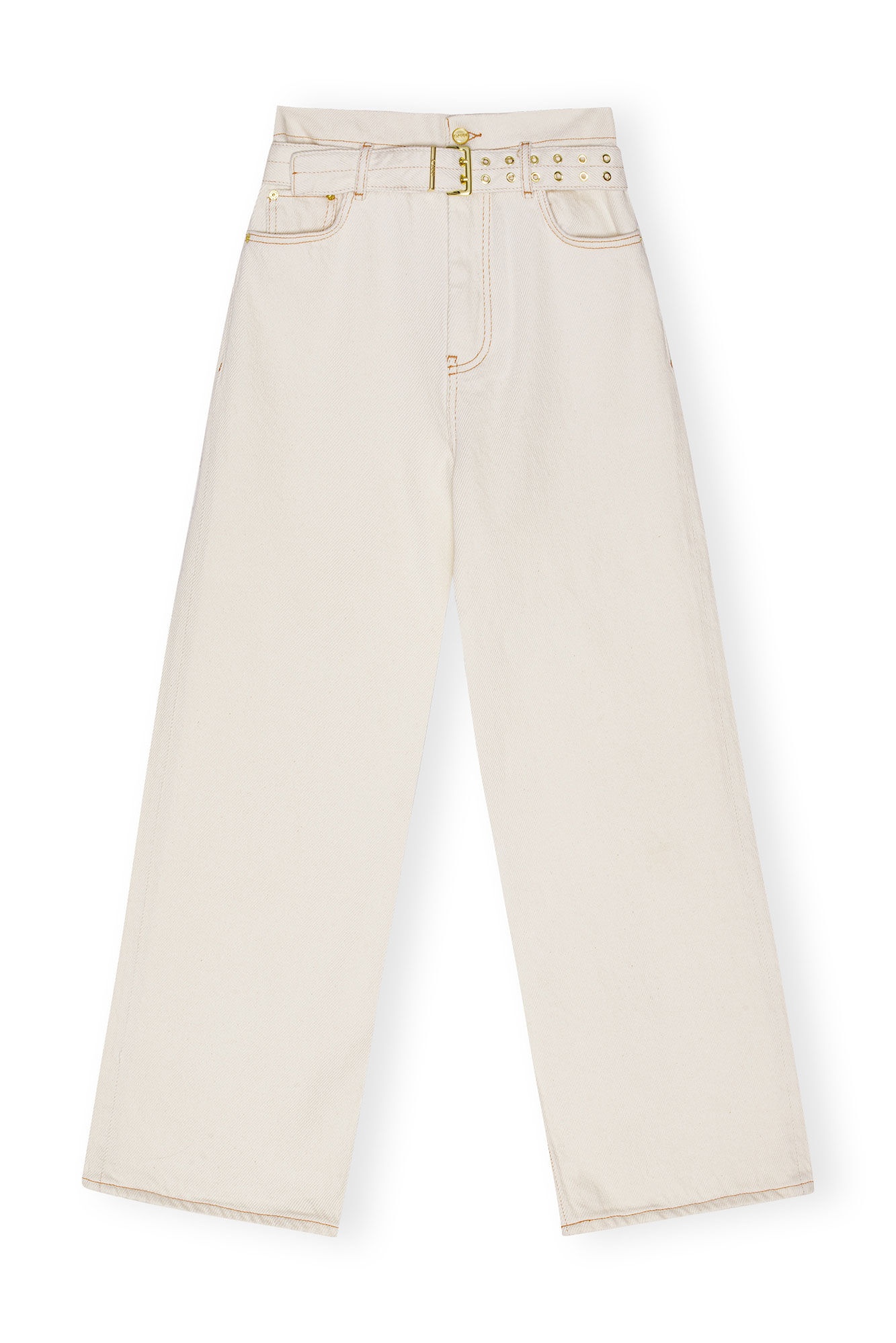 WHITE HEAVY DENIM PAPERBAG JEANS - 1