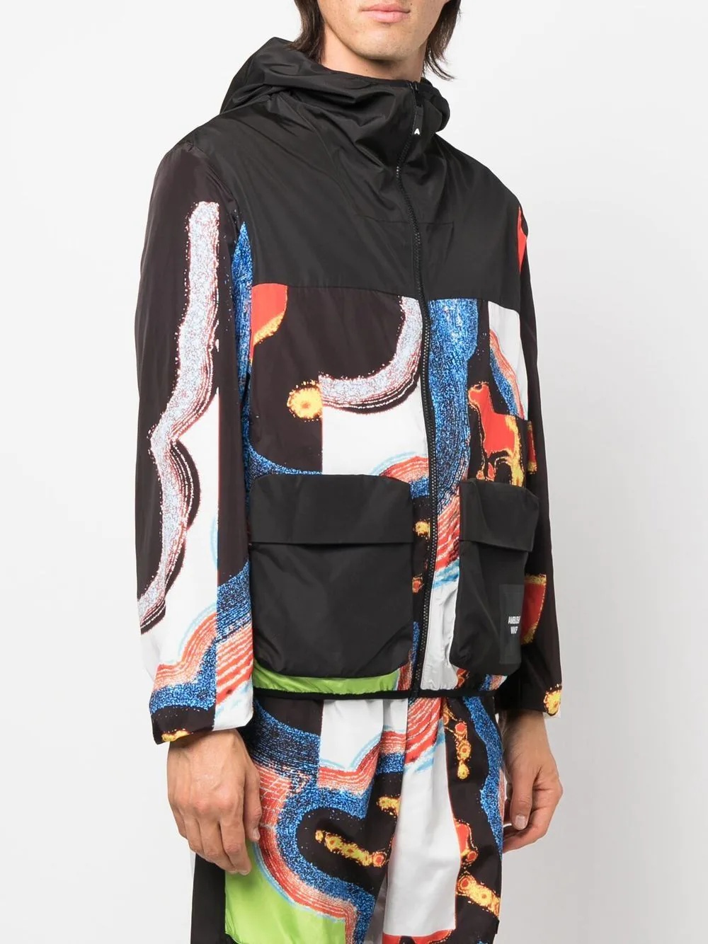 abstract-pattern paneled technical jacket - 3