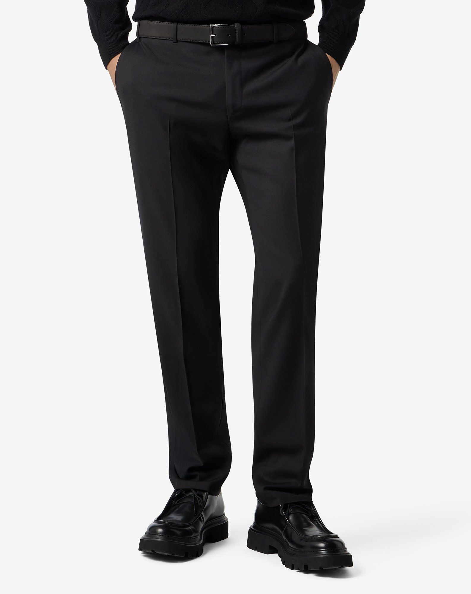 Black stretch wool bengaline trousers - 3