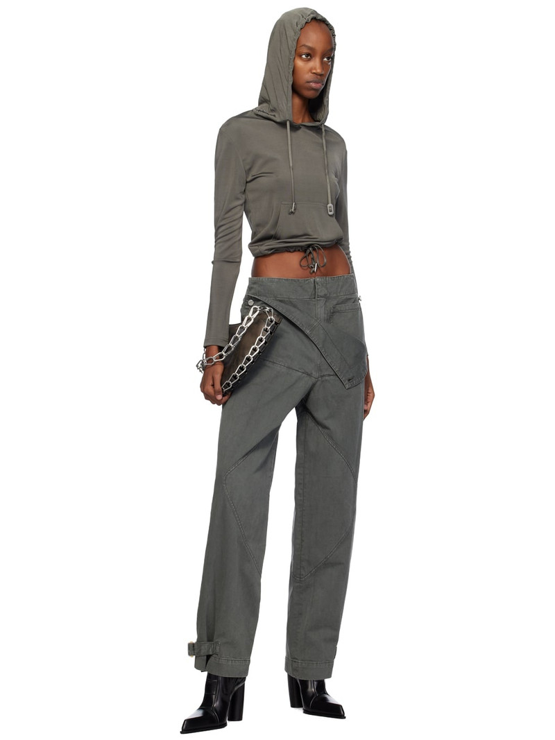 Dion Lee Gray Belted Shell Trousers outlook
