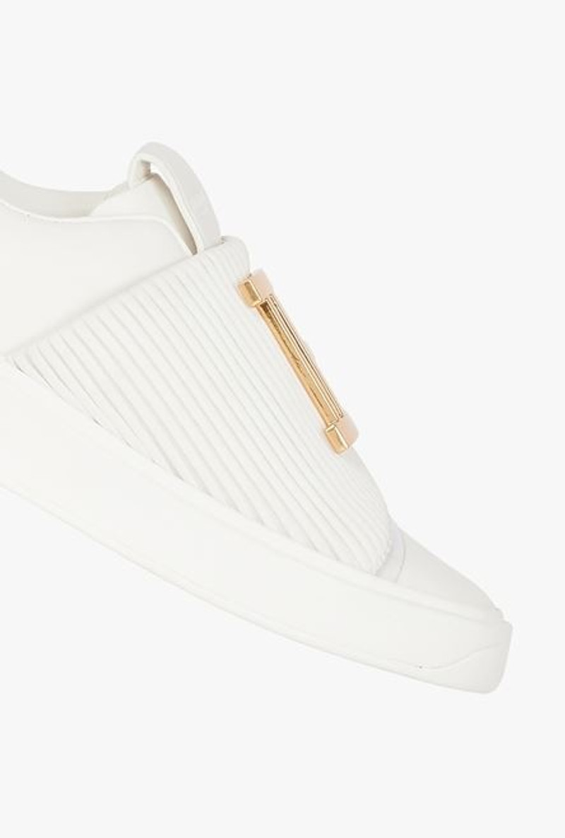 White leather B-Court sneakers with golden Balmain monogram 5