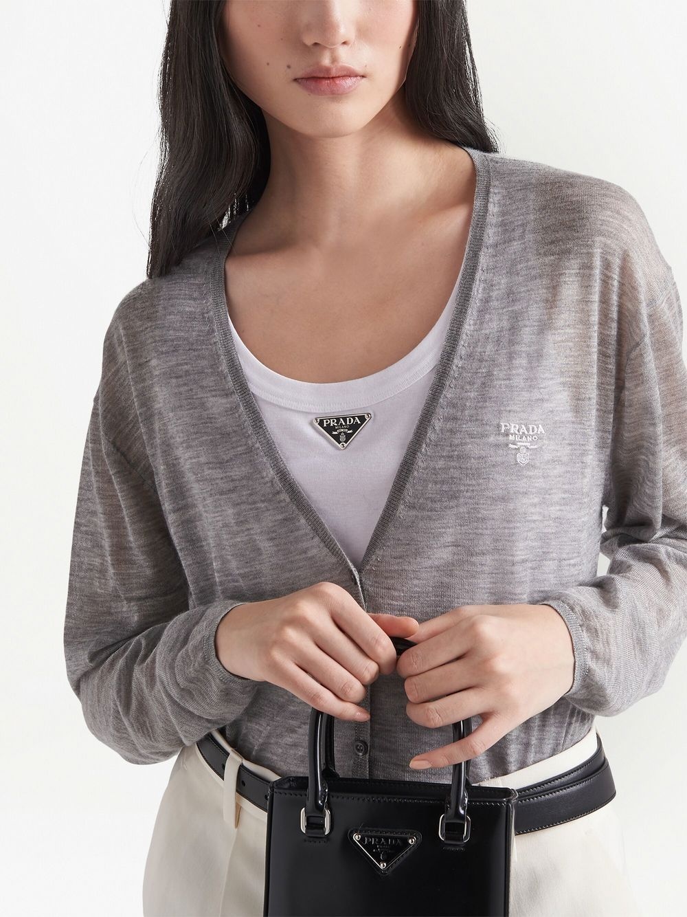 embroidered-logo cardigan - 4