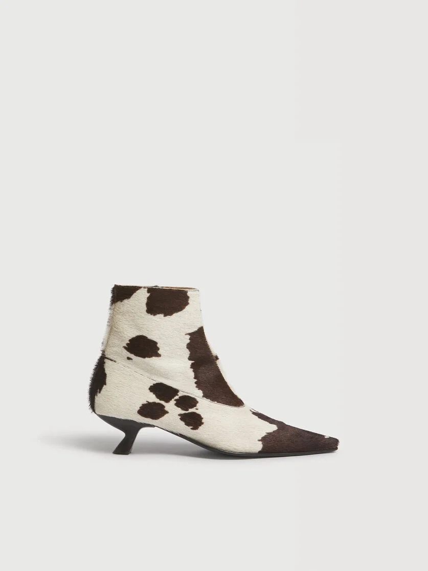 WHITE AND BROWN COW-PRINT PONYHAIR CINDI BOOT - 1