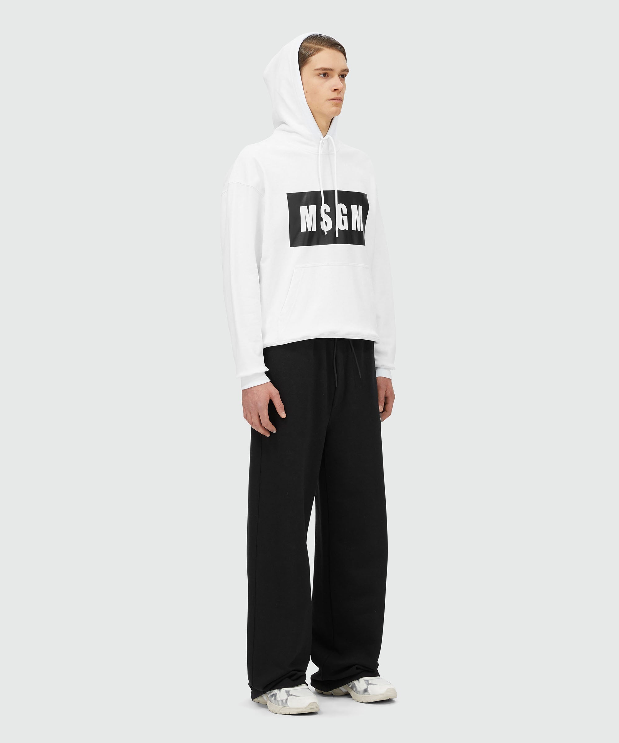 White cotton sweatshirt with graphic box logo - 4