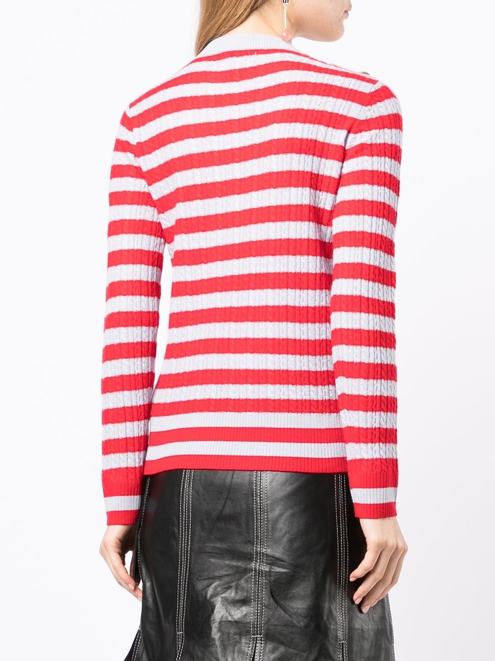 striped cable knit jumper - 4