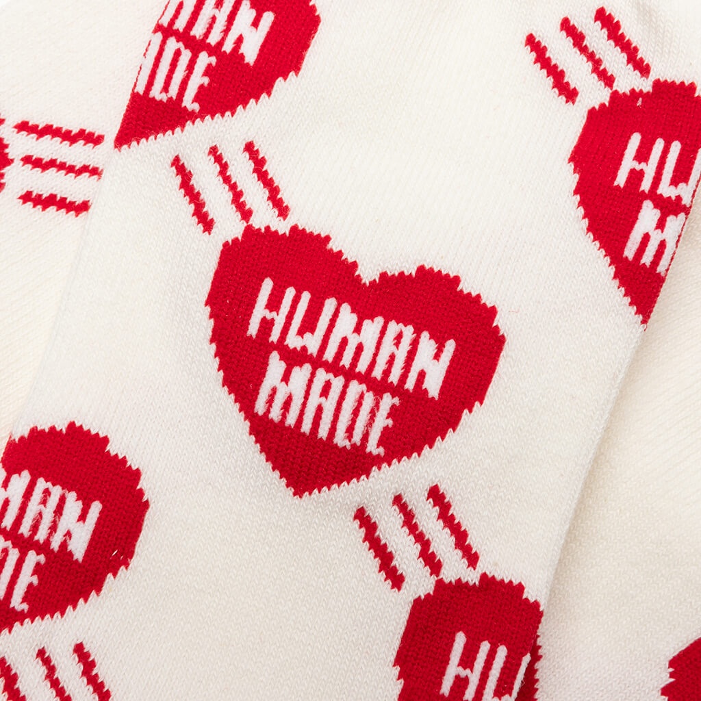 HEART PATTERN SOCKS - RED - 2