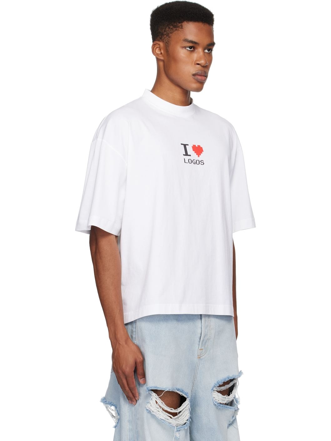 White 'I Love Logos' Cropped Boxy T-shirt - 2