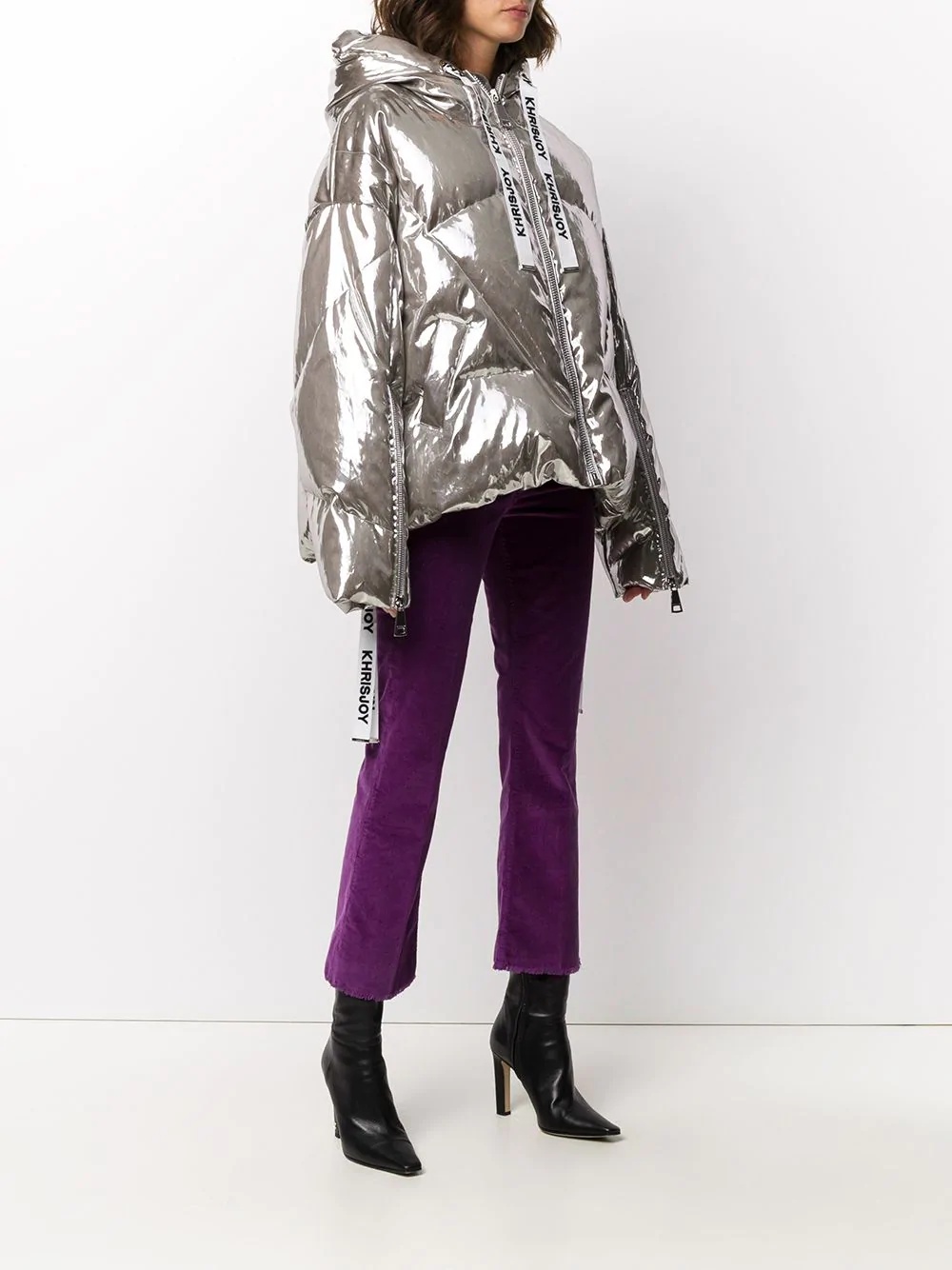 oversized metallic puffer jacket - 3