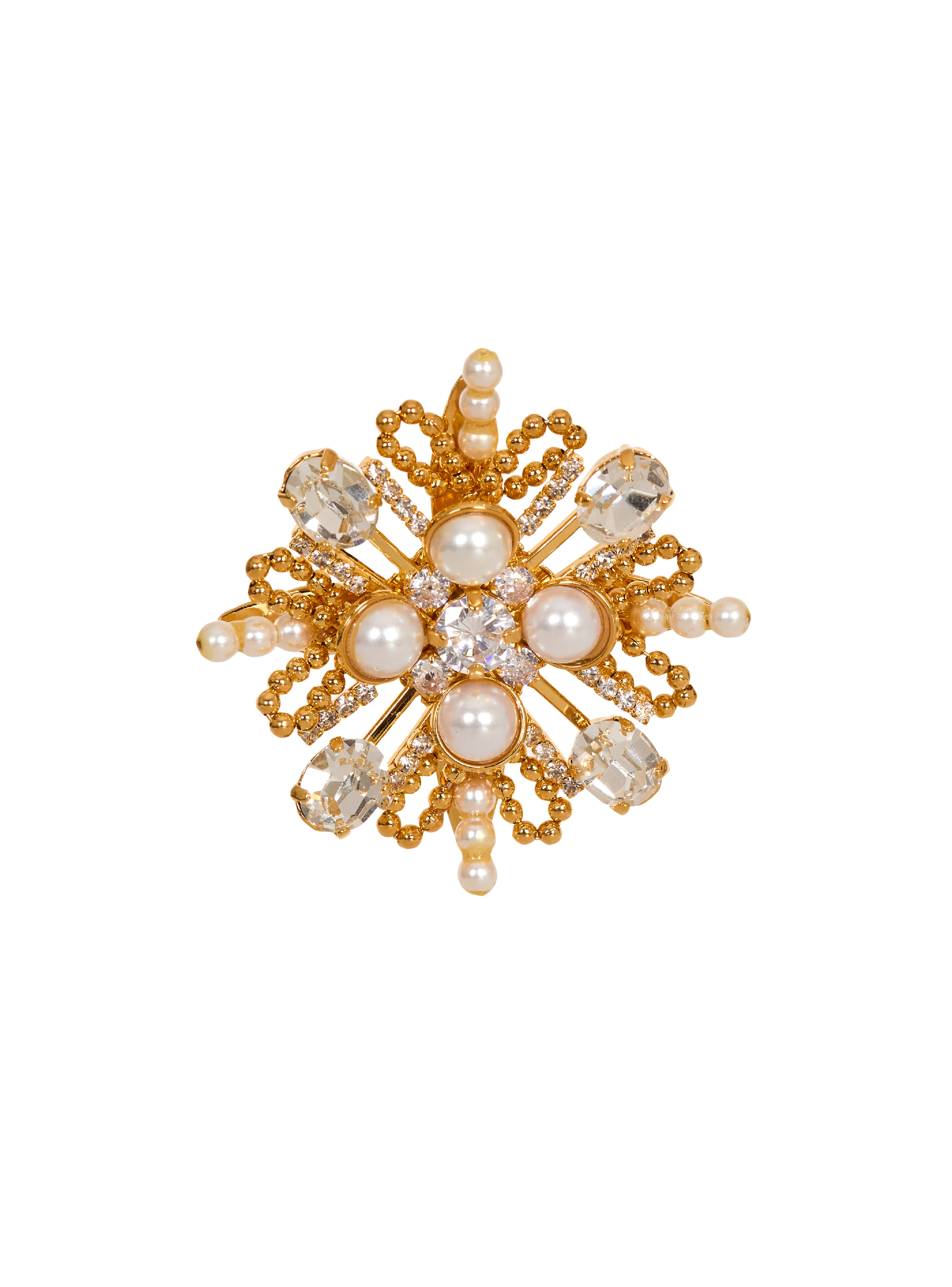 Brandebourg bead and crystal brooch - 1
