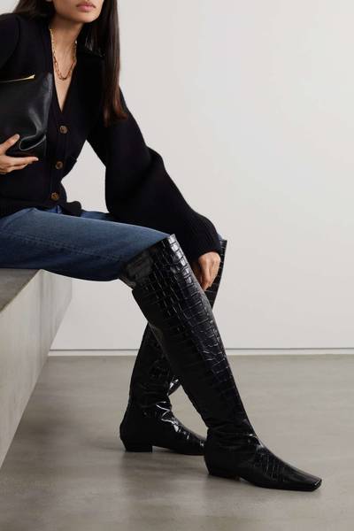 Totême Croc-effect leather over-the-knee boots outlook