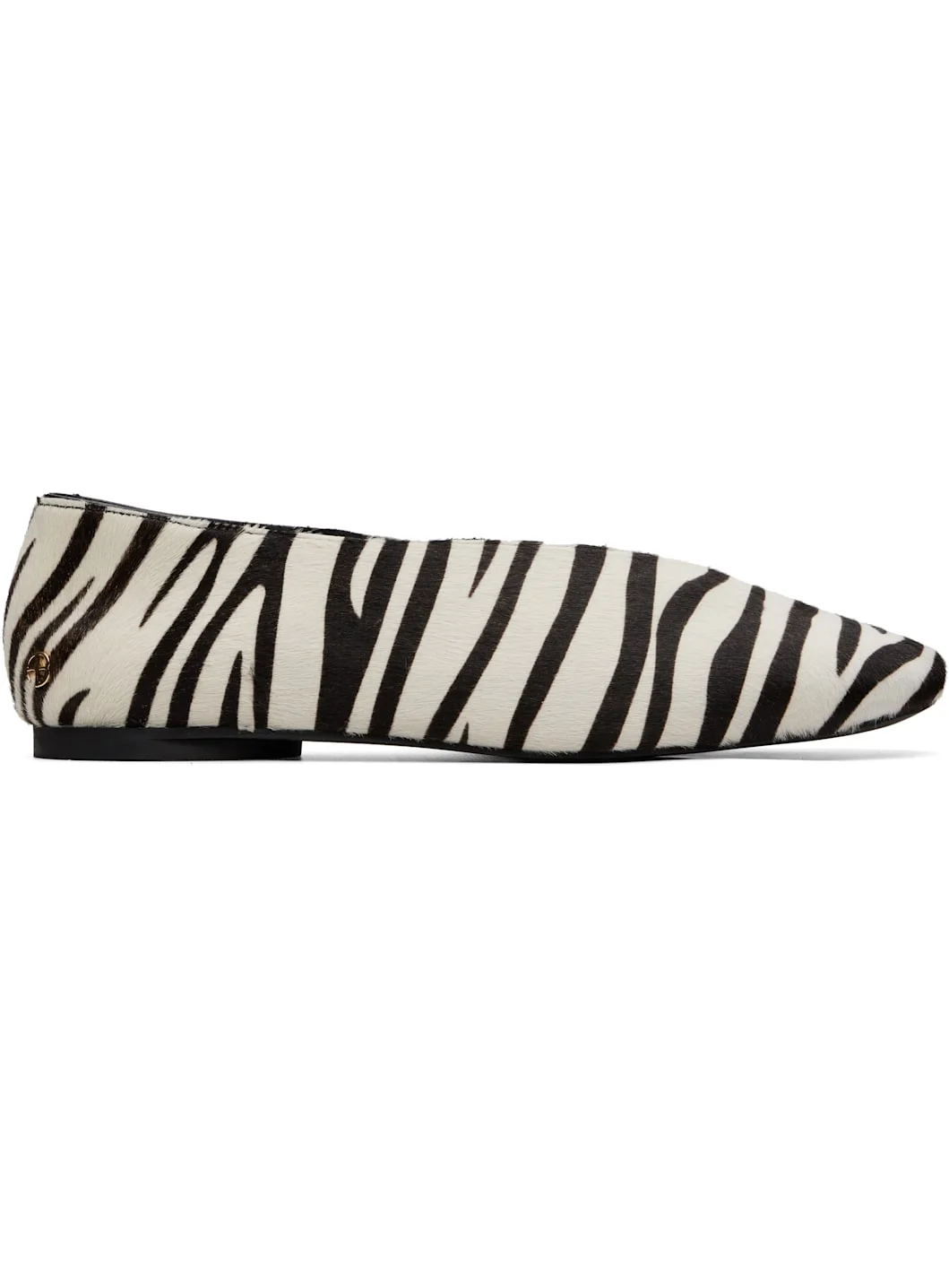 White & Black Ana Calf Hair Ballerina Flats - 1