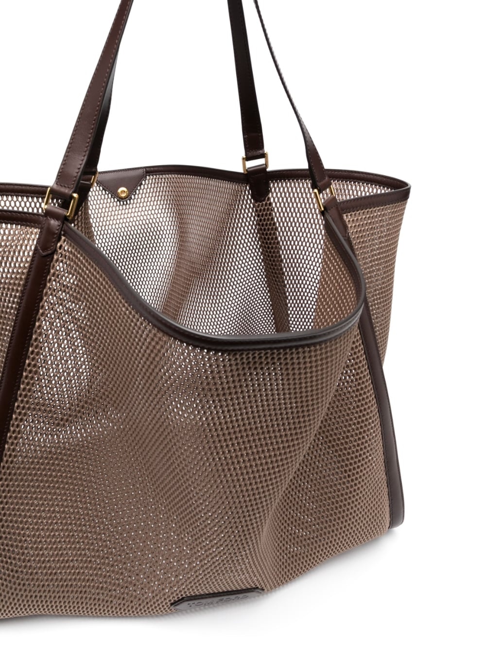 leather-trimmed mesh shoulder bag - 5