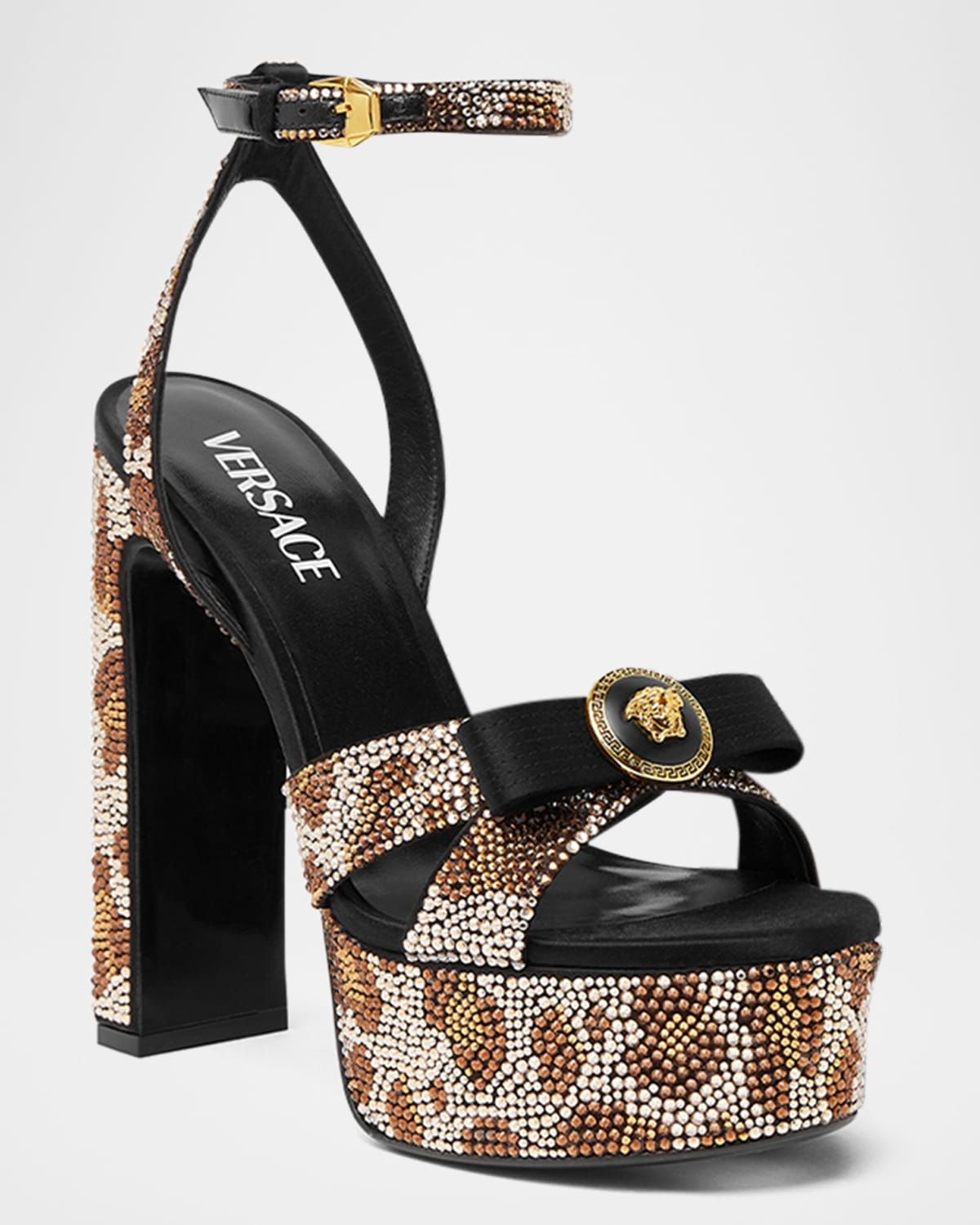 Gianni Leopard Strass Platform Sandals - 2