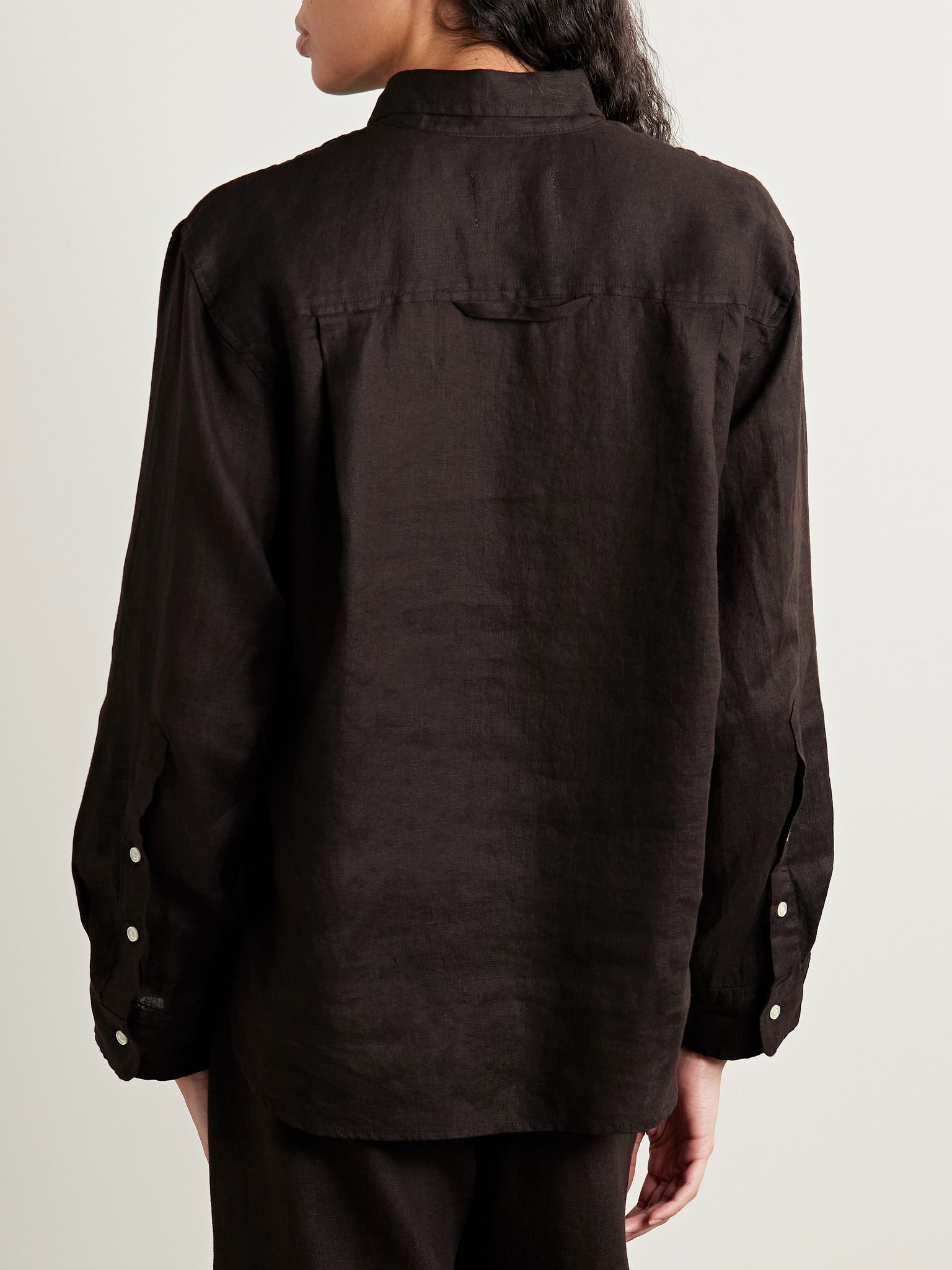 Kayla Shrunken linen shirt Brown - 4