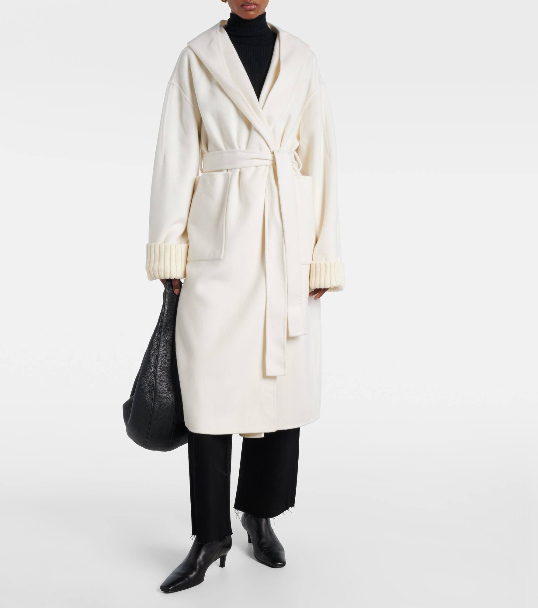 Hooded wool and cashmere coat - 6