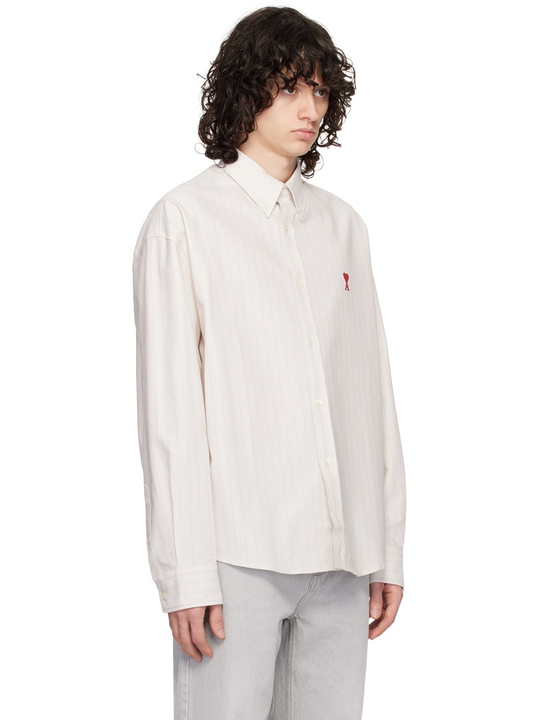 Blue & Off-White Embroidered Shirt - 2