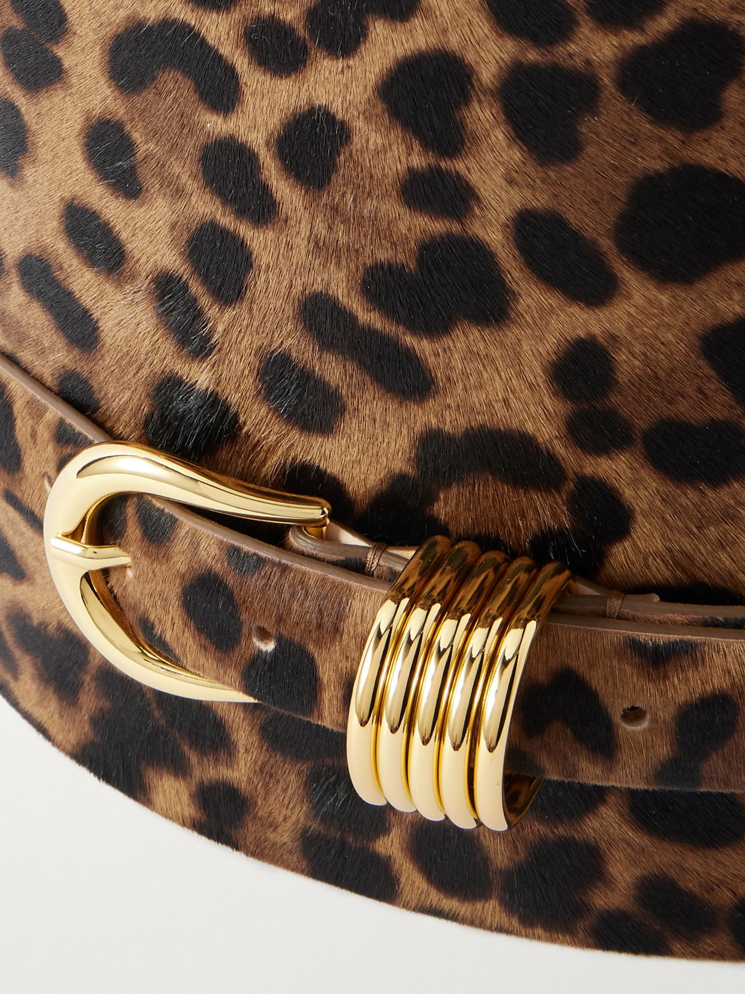 Leopard-print calf hair waist belt Leopard print - 4