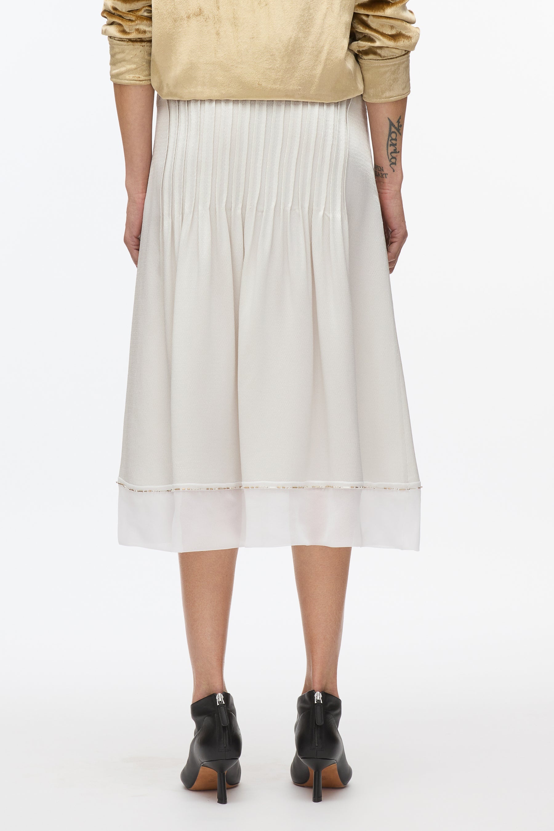 Satin Slip Skirt with Crystal Inlay Embellishment - 4