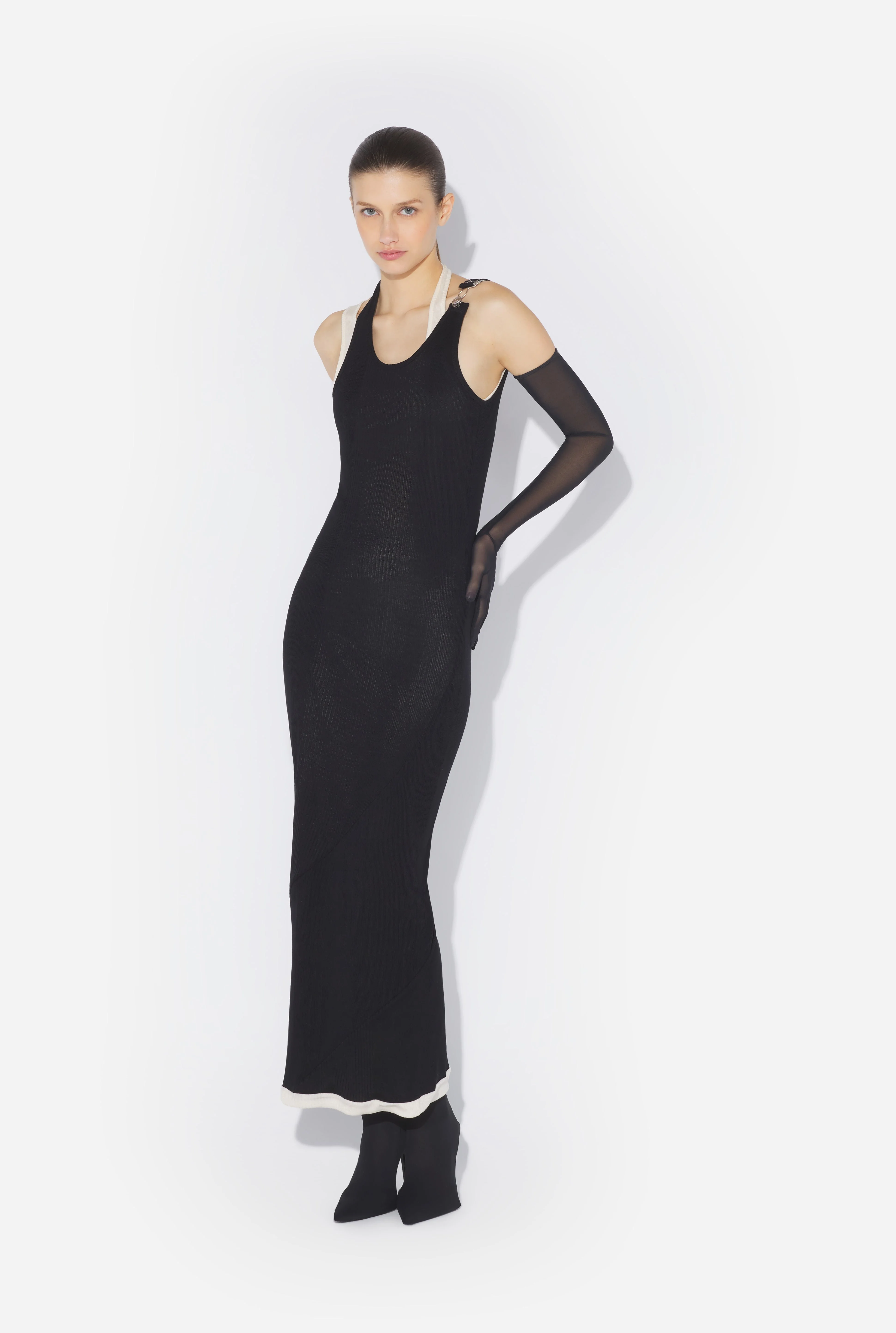 THE BLACK DRAPED DOUBLE DRESS - 1