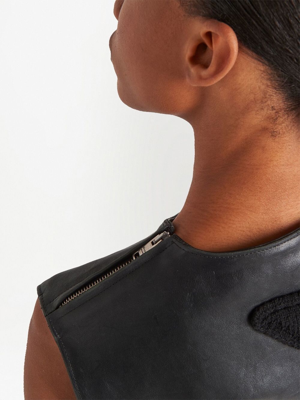 sleeveless leather mini dress - 5